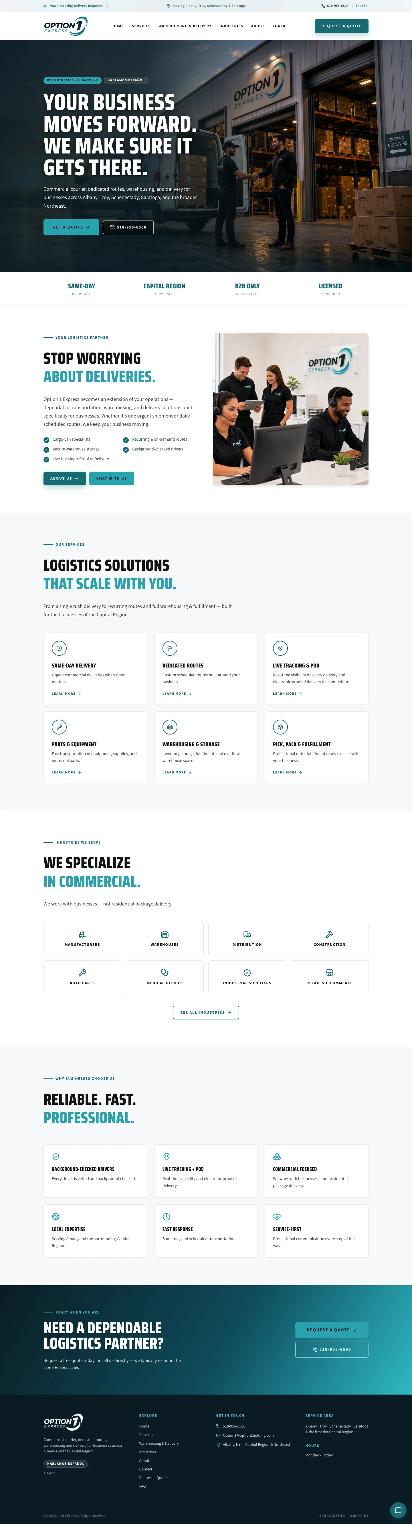 Option 1 Express homepage screenshot