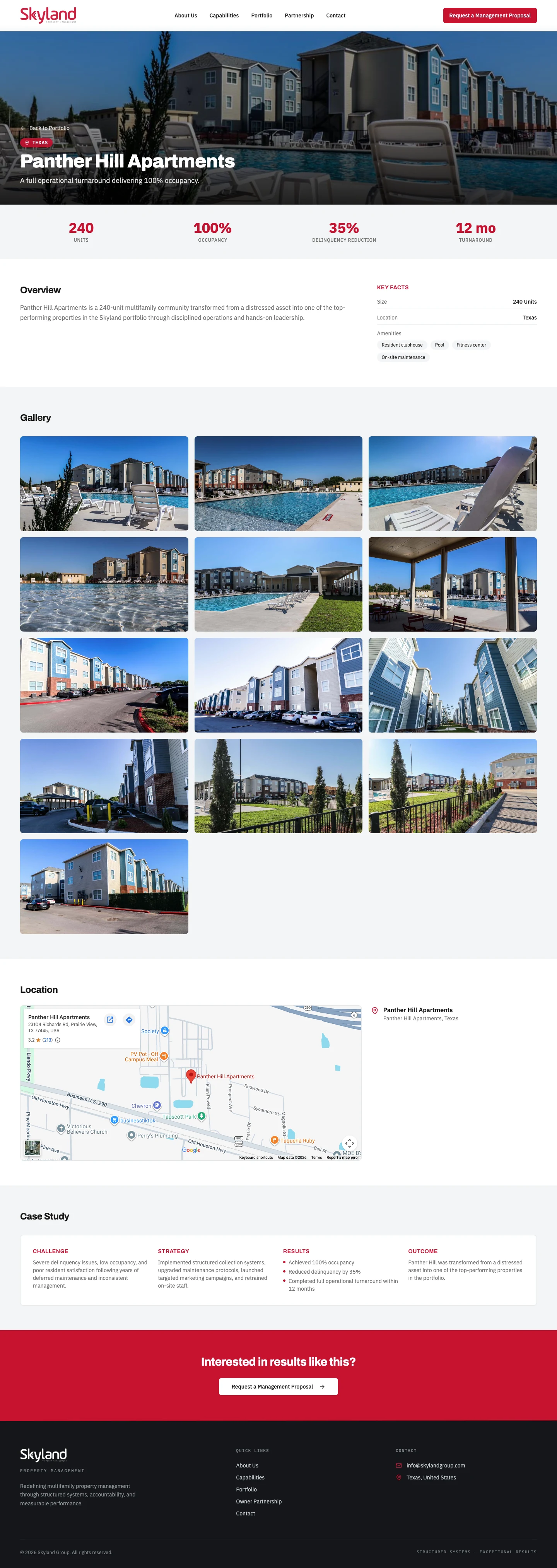 Skyland Panther Hill Apartments detail page screenshot